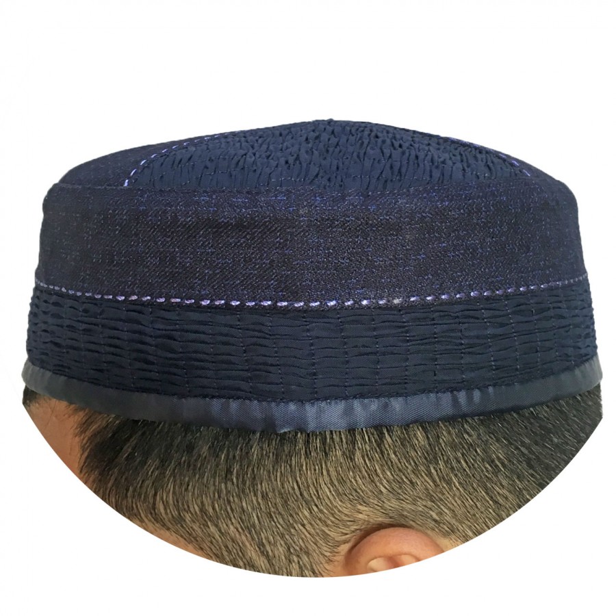 Deep Blue Premium Quality Patched & Pleated ( Namaz Cap)  Cap / Kufi IBZ-001-3